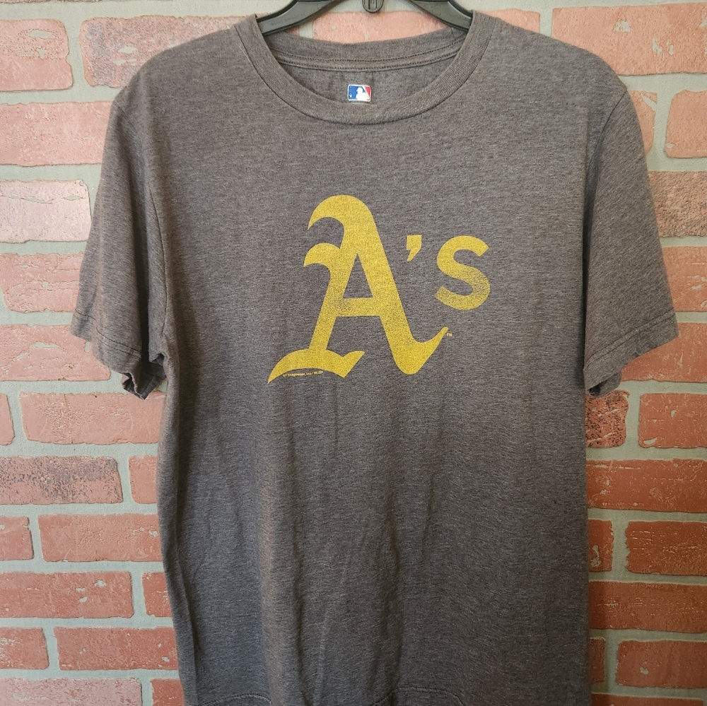 MLB A's Gray and Gold Short Sleeve Tee